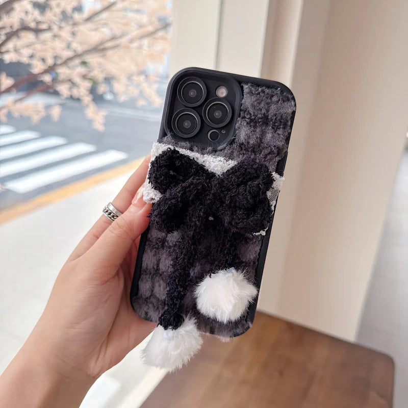 Fluffy Bow Bliss Phone Case - Black